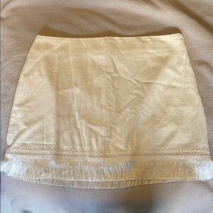Boden Cream Fringed Mini Skirt